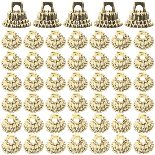 Veemoon 200 Stück Weihnachtsornamentkappen Weihnachtsdekoration Kugelanhänger Kappen Runde Ornamentkappe Für DIY-Dekorationen – Golden