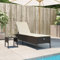 Somanki Sonnenliege mit Tisch und Auflage Braun Poly Rattan, Gartenliege, Liegestuhl, Sonnenstuhl, Sonneninsel Outdoor, Liegen, Gartenmöbel, Bäderliege, Relaxliege - 4002729