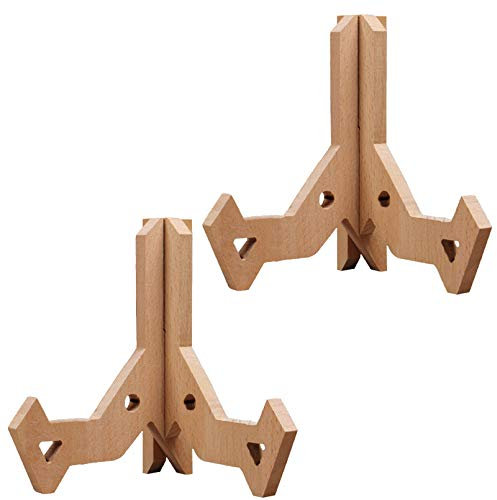 VAYEODEYU Porte-Assiettes 2 présentoirs en hêtre, Support Photo en Bois Massif, for Assiettes, horloges, Photos, Horloge, Photo(6inch)