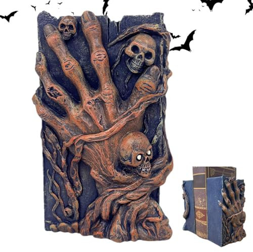 Serre-livres tête de mort pour étagères, serre-livres tête de mort,Serre-livres décoratifs en résine de sculpture de petit serre-livres vintage | Extrémités de livres résistantes à l'usure, Figurine a