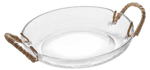 SHOWERORO Assiette Verre Rétro Tissée Main Pour Fruits Et Snacks Plat De Service Pour Maison