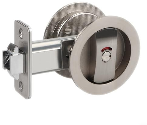 HOHOVYVY Serrure à mortaise, serrure à crochet pour porte coulissante, assurance salle de bain – Alliage de zinc durable, panneau épais, (argenté drawn)