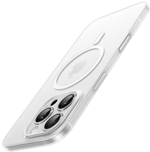 JETech Cover Magnetica Ultra Slim per iPhone 16 Pro Max 6,9 Pollici Compatibile con MagSafe, Obiettivo per Fotocamera Protezione Completa, Leggera Opaca Custodia Rigida in PP (Traslucida)