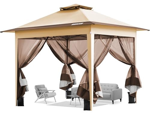 VIVOHOME Auvent d'extérieur extensible automatique Beige 3 x 3 m