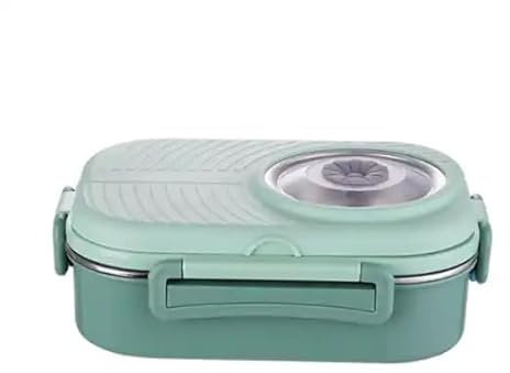 Geniusaur Stainless Steel Lunch Box for Adults and Kids I Leak Proof I 1000ml/35.19z Bento Box I 2 Compartments I Ideal for Food Storage, Meal Prep, Microwave and Dishwasher Safe (Matcha Green)