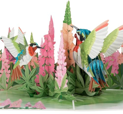 Cardology - Hummingbird Pop-Up Card | 3D Floral Greetings for Birthday, Mothers Day and Valentines Day