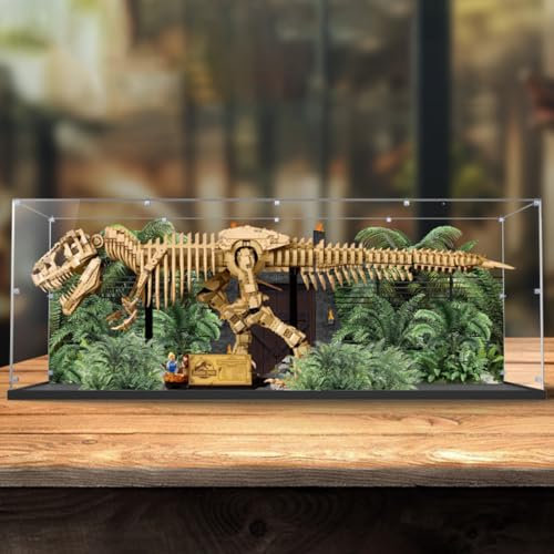 Figures Display Box for LE-GO for 76968 T. r-ex Fossiils Acrylic Dustproof Transparent Custom Display Case Storage Box (No Model)