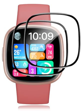 2 Stück für Panzerglas für Fitbit Versa 4/Fitbit Versa 3/Fitbit Sense 2/Fitbit Sense Schutzfolie, Hohe Empfindlichkeit Panzer Schutz Folie Versa 4 Schutzglas, HD Fingerabdruck Versa 3 Displayschutz