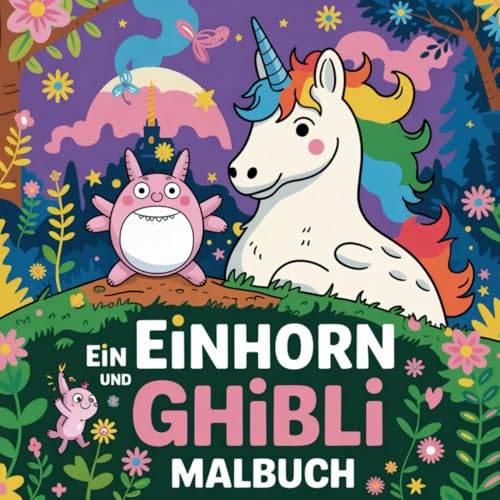 Ein Einhorn und Ghibli Malbuch