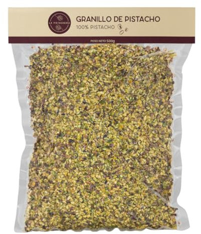 Granillo De Pistacho Ibérico Natural Crudo Gourmet 100% Pistacho Granulado Ideal Repostería Ensaladas Helados Recetas Veganas Decoración Postres Sin Gluten Proteína Saludable Snack (500 gr)
