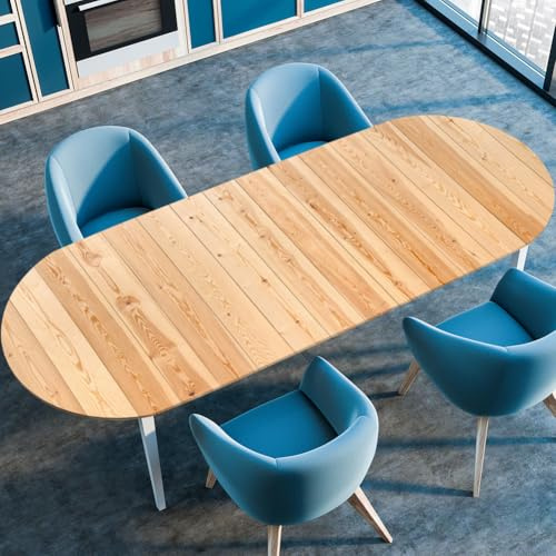 Surwin Elastische Oval Tischdecke Abwaschbar, Spanntischdecke Abwischbar Gartentischdecke mit Gummizug Oval Outdoor Tischdecke für Esszimmer Küche -3D Holzmaserung (Gelb,107x165cm)