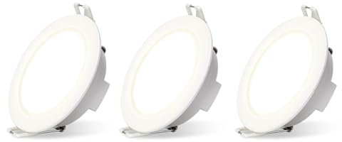 Aigostar Downlight LED Techo Empotrable 4.8W IP65 Impermeable, Ojos de Buey 4000K Luz Natural, Downlight LED Baño Extraplano Blanco, ø87*H35mm, 3 pack