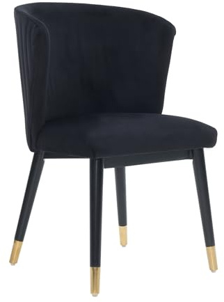Life Interiors Sofina Modern Tufted Velvet Dining Chair – Upholstered Accent Chair with Curved Back, Gold-Tipped Rubberwood Legs & Durable Wooden Frame - Dining Room Living Room Restaurants