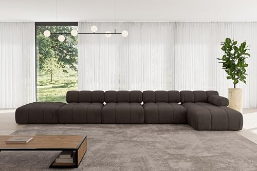 ALTDECOR Modulares Sofa Ecksofa in L-Form Corner modular Sofa Eckcouch Couch Wohnlandschaft Cauchsofa Polstersofa Lizur-L3-475x160x70 cm Braun