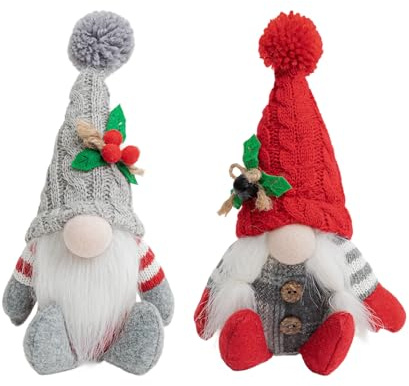 Captor Weihnachtswichtel Figuren 25cm, Wichtel Weihnachten, Plüsch GNOME Figuren Klein, Deko für Weihnachtsdeko, Hochwertig Gestrickte Wichtelfiguren Klein (Wichtelpaar)