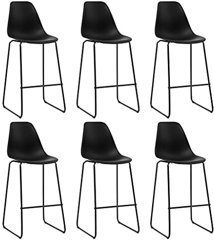 HETFTJN Barhocker 6er Set Schwarz 75 cm Sitzhöhe Moderne Kunststoff Küchenhocker mit pulverbeschichteten Metallbeinen Robust & Langlebig für Küche Esszimmer Balkon und Gastro