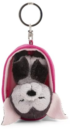 Schlüsselanhänger Sleeping Pets im Körbchen - bunt - Treuer-Plüschbegleiter für Rucksack oder Tasche, Schlüsselhalter für Klein und Groß