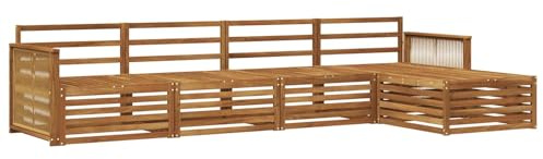 vidaXL Outdoor-Sofagarnitur 5 pcs Natur Massivholz Akazie, Garten, modernes Outdoor-Sofa, Sitzgruppe für die Terrasse, gemütliche Loungemöbel
