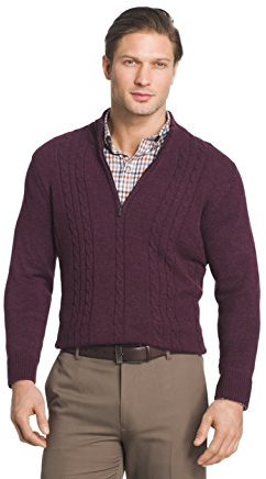Van Heusen Men's Long Sleeve 1/4 Zip Cable Knit Pullover Soft Sweater