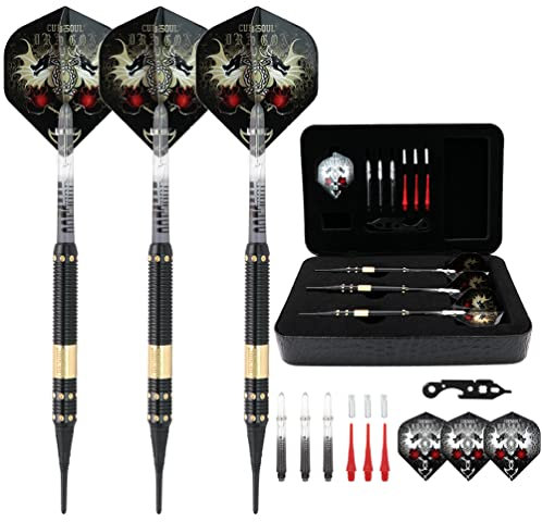 CUESOUL 16 Grams Deluxe Soft Tip Darts Set with Luxury Case(JL-STL-B1105+D604)