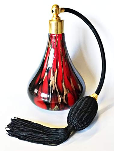 Spruzzatore per profumo in vetro di Murano avventurine rosso oro - alto - made in Italy - vintage - 601/5