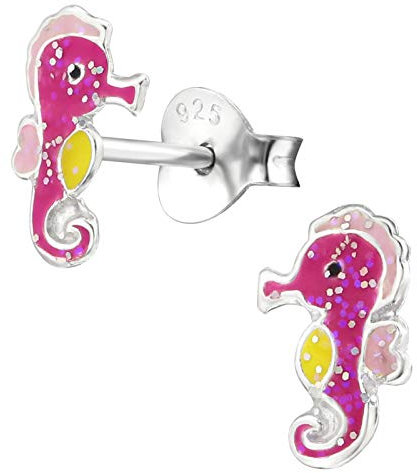 Monkimau Mädchen Ohrringe Seepferdchen Ohrstecker aus 925 Sterling Silver Silber
