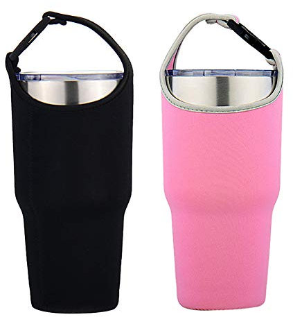 HomDSim 2 Pack Tumbler Carrier Holder, Neoprene Tumbler Sleeve, Water Bottle Carrier Pouch Fit for YETI Rambler Ozark Trail Rtic and More