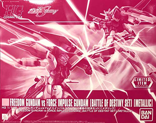 BANDAI - Model Kit Gunpla - Gundam HG Freedom Gundam vs Force Impulse Gundam (Battle of Destiny Set) Metallic 1/144 - GunplaGunpla