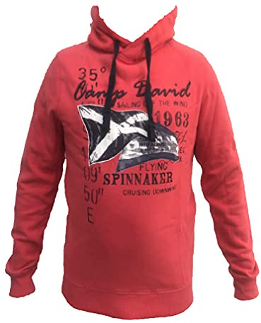 Camp David Herren Kapuzensweater mit Sailing Print, Speed Red, XL