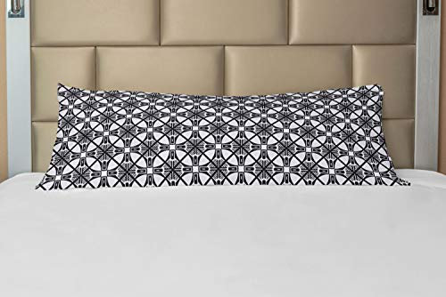 ABAKUHAUS Art Deco Körper Kissenbezug mit Reißverschluss, Crocked Maschendraht, Deko-Akzent Langer Kissenbezug, 53 x 137 cm, Schwarz und Hellgrau