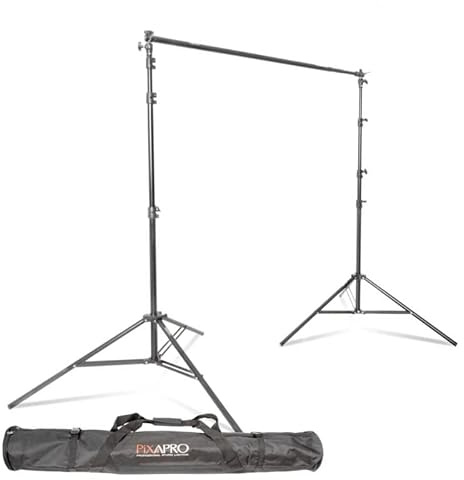 Pixapro 2.8m x 3m (110 x 118) Studio Telescopic Background Stand Backdrop with Carry Case Photo Lighting Background Adjustable Sturdy Photoshoot Studio Colour Backdrop for Photography