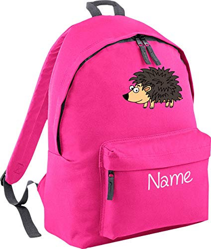Shirtinstyle Kinder Rucksack Igel mit Name veredelt, Wunschtext individuell, ideal für Kita, Sport und Freizeit, Farbe Pink