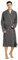 U2SKIIN Morgenmantel Herren 100% Baumwolle, Bademantel leicht Kimono Saunamantel Hausmantel lang (Dunkelgrau Mel., 2XL/3XL)