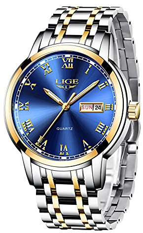 LIGE Orologi Uomo Acciaio Inossidabile Impermeabile Sportivo Quarzo Analogico Orologio Data (blue)