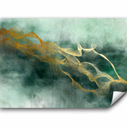 murando - Papier peint panoramique abstrait 350x256 cm - Revêtement mural décoration chambre salon - Design moderne - Jaune gris vert - Aquarelles d'abstraction du lever du soleil a-A-0917-a-a