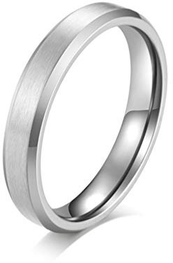 HIJONES Herren Damen Edelstahl Matt Gebürsteter Ring Klassisch Schlicht Schlicht Ehering Comfort Fit 4mm Silber Größe 57