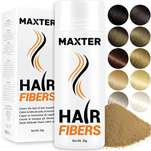 Maxter Streuhaar zur Haarverdichtung - Haarpuder gegen Kaschierung von Haarausfall - Haarpuder Männer und Frauen - Mikrofaser in Pulverform - Hair Fiber - Haarpuder Mittelblond