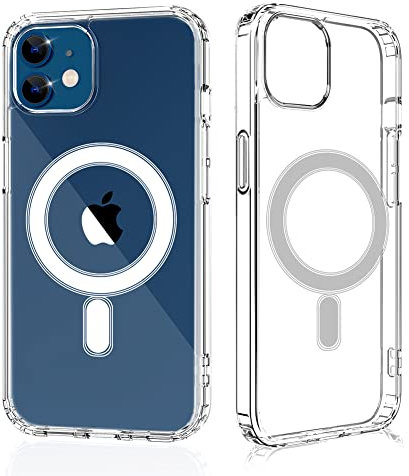 Losvick Cover per iPhone 12 Mini, Adsorbimento Magnetico Custodia Ibrida Posteriore Rigida PC + Antiurto TPU Bumper per Ricarica Senza Fili Magnetica Cover per iPhone 12 Mini - 5.4 Pollice Trasparente