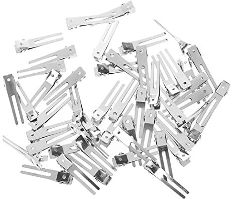 50 Stück Frisur Doppel Zinken Pin Curl Einstellung Abschnitt Haarspangen Metall Alligator Clips Silber Haarnadeln für Haarverlängerungen