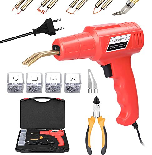 Soudage Plastique Machine Geevorks 100W Geevorks Kit de Réparation de Fissures de Panneau de Machine de Soudage de Plastique Portable 100W, Livré avec 4 Sacs D'agrafes, Pince et Boîte de Transport