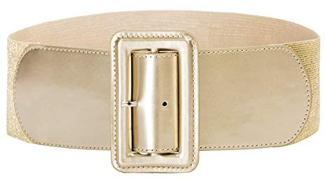 Hanna Nikole Female Retro 1950s Cinch Gürtel Stretchy Hüftgürtel Gold L