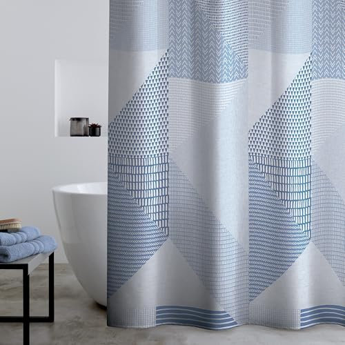 Catherine Lansfield Larsson Geo - Tenda da doccia, 180 x 180 cm, colore: Blu