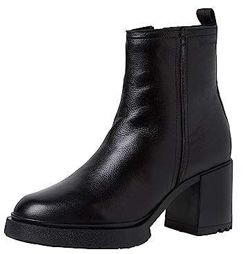 Tamaris Damen Boots mit Absatz Leder Blockabsatz; BLACK LEATHER/schwarz; 40 EU
