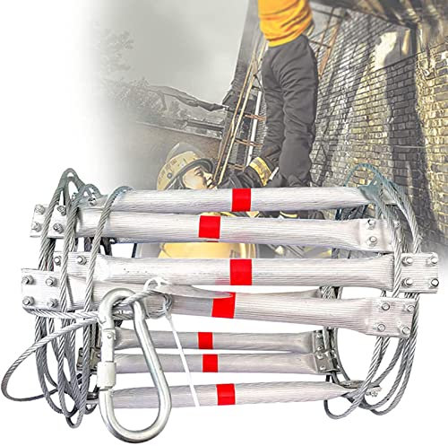 ROGHA Rettungsleiter Notleiter Strickleiter Schwer Entflammbare Sicherheits Strickleiter Mit 2 Karabiner, Kompakt & Tragba, Strickleiter Geeignet für Balkon Flucht,5m/16ft