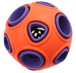 Mipcase Bell Dog Ball Toy Leakage Food Feature for Interactive Training Plaything for Medium Large Dogs