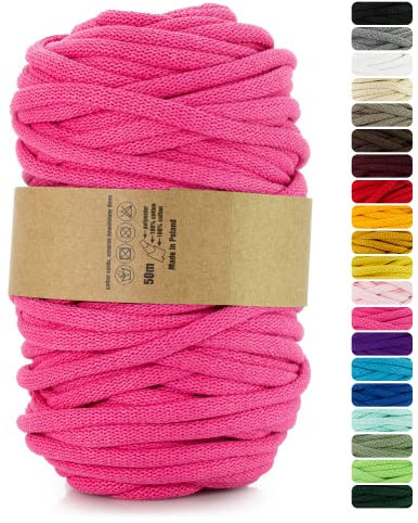 Netuno 1x Makramee-Garn Fuchsia 9 mm 50 m Baumwollkordel mit Polyesterkern Kordel aus Baumwolle Kordelband Naturkordel Baumwollgarn für Makramee Garn dick Kordel Makramee farbig Cotton Cord