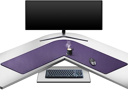 Mydours Eck Schreibtischunterlage aus PU-Leder, L Form Computer Schreibtischmatte, (95+95) x40cm L-förmiger Gaming-Mauspad für Büro und Zuhause (Violett)
