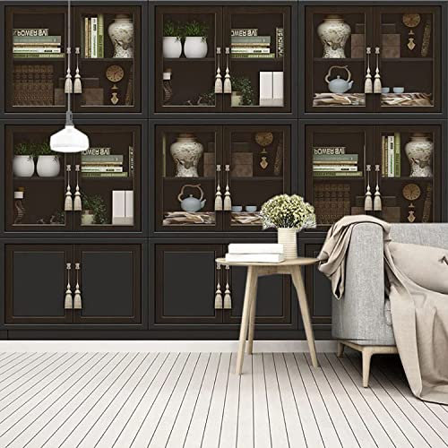 Photo Wallpaper 3D Vintage Bookshelf Bookcase Wallpaper Living Room Bedroom Office Corridor Decoration Murals Modern Wall Decoration - Wall Posters Peel and Stick Wall Art Wall 140 (W) x 70 (H) cm