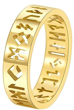 Ayoiow Titan Ringe Für Männer 6MM Gold Ehering Herren Set Hohle Wikinger