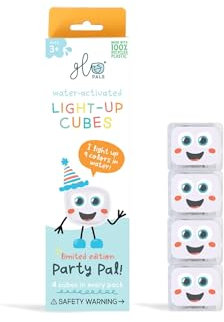 Glo Pals Original Water-Activated Light-up Sensory Bath Toy - Party Pal - White. 4 Reusable Light-Up Cubes. Colourful Bath Time Fun. Childrens Light-up Sensory Play. Gift Suitable for Boys & Girls 3+